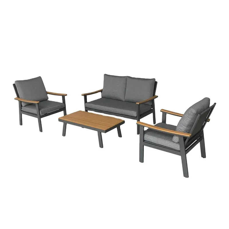 YASN 4 Piece Patio Furniture Set Teak Garden Furniture Outdoor Sofa Garden Sets