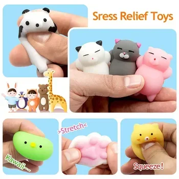 2024 Hot Sale Mochi Mini Cute Kawaii Soft Squeeze Toy Animal Shape Squishy Fidget Toys For Kids