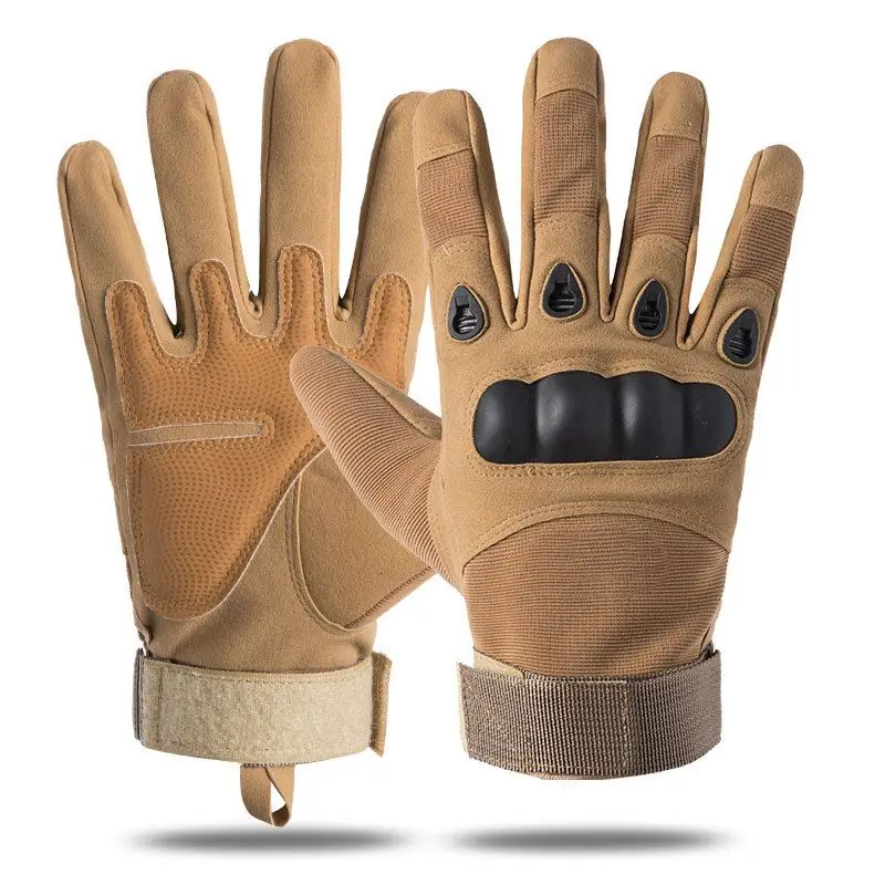 Gujia High Quality Custom Knuckle Protection Natural Leather Full Dexterity Silicone Coating Tactical Gloves