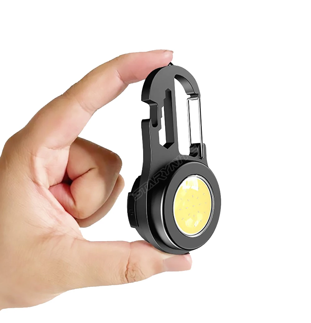 STARYNITE 6 in 1 Keychain Flashlight Tool Cob Work Light with Bottle Opener Emergency Hammer Carabiner Wrench Screwdriver