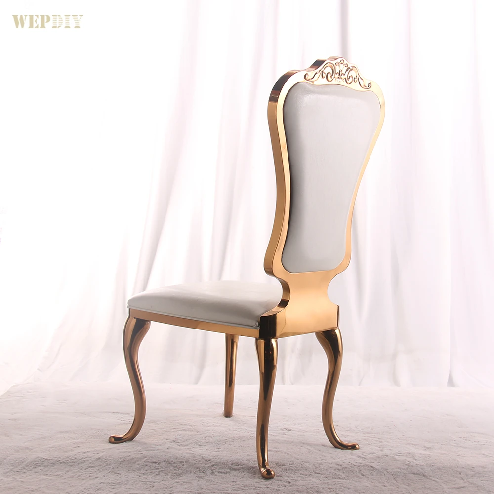 Luxury Gold Leather Dining Chair for Wedding Reception for Outdoor Events and Banquets Stainless Steel for Hotels Weddings