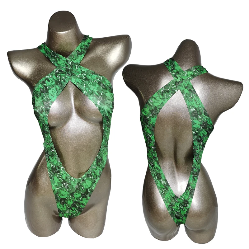 Maxsun Custom Design Green Logo  Pieces Exotic Dancewear With Stockings  For Night Club