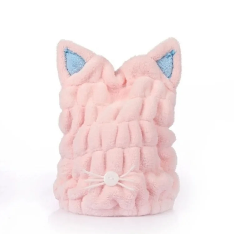2021 Ultra Absorbent Hair Quick Drying Towel Microfiber Hair Dry Wrap Turban Cute Cat Ears Cap Bath Tool Hat for Women