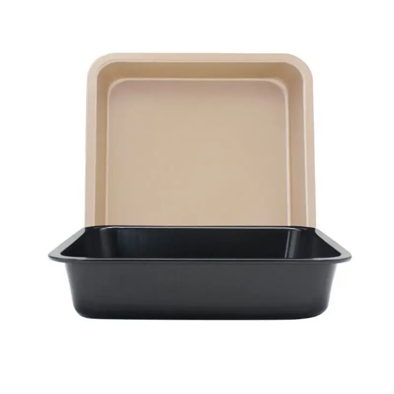 Lixsun Non-stick Coating Standard 9inch Golden Colors Square Shape Cake Pan Baking Pan