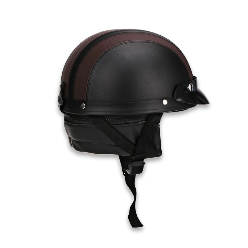 
Military Style Retro Half Pilot Helmet Motorcycle Men Women Leather Vintage 3/4 Open Face Helmet Scooter Bike Moto 