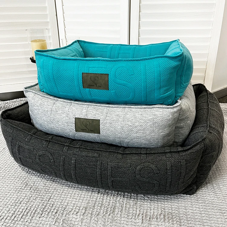 AMZ Hot Sale Thicken Comfortable Soft Malachite Green Luxury Dog Bed Rectangle velvet corduroy