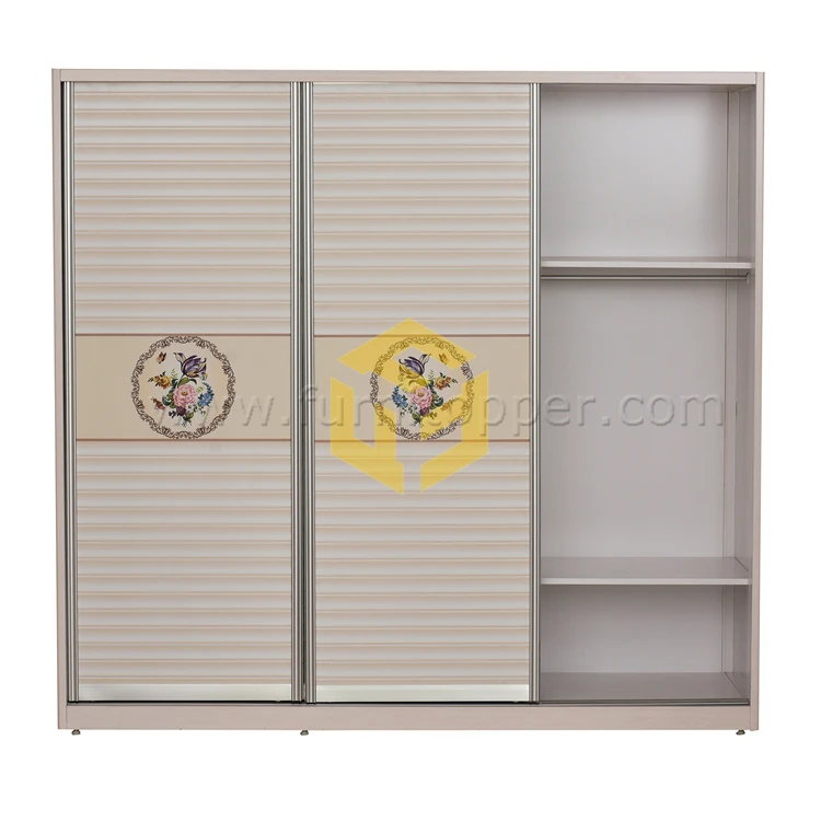 Customized Steel Pattern Transfer Clothes Locker Kids Bedroom Closet Metal Flower Pattern Wardrobe Almirah