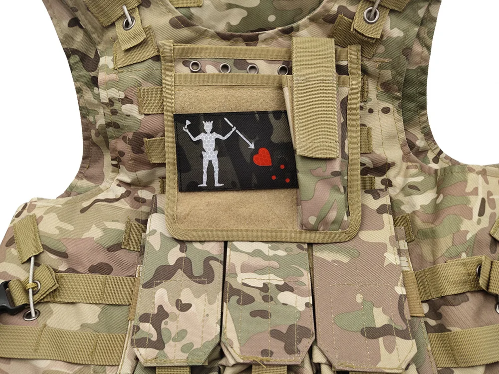 Reflective Beard Arm Badge with Hook Fastener Night Glow Pirate Edward Moral Badges for Tactical Pack and Hats