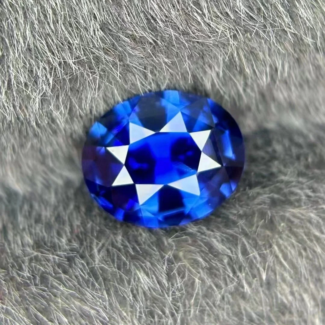 AAA Grade Natural Mozambique Sapphire Blue Corundum Gemstone in Oval Star Cut Lab Created IGI Certified for Jewelry Making