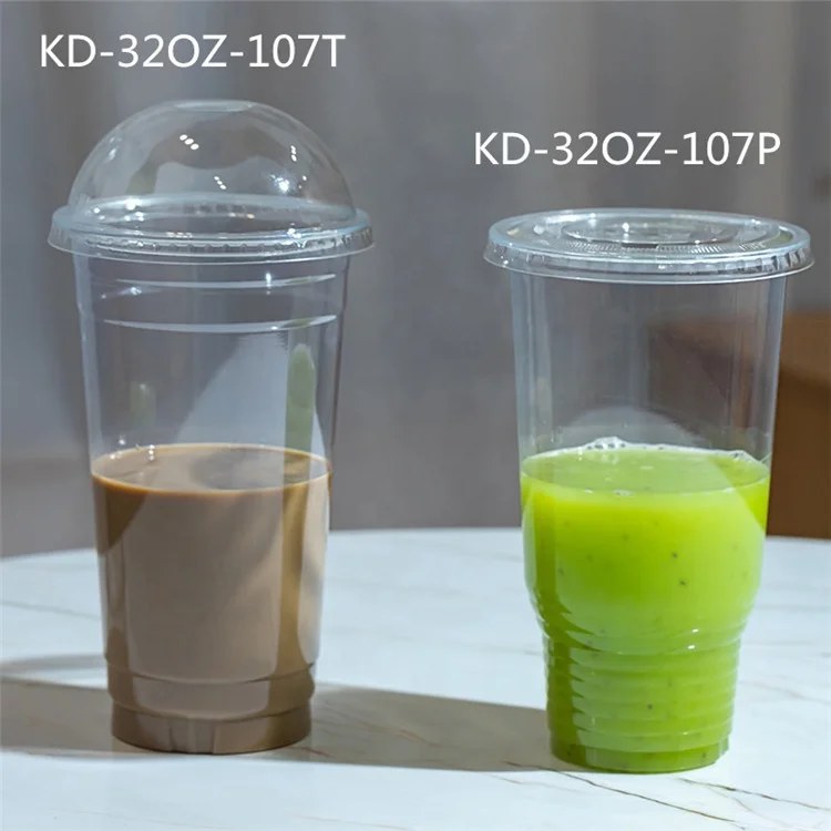 cheap price disposable clear recyclable 107mm Dome 32oz  Plastic PET eco-friendly Cup Lid Christmas popular factory in Zhejiang
