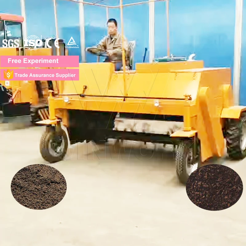 WINWORK Moving Type Compost Turner Machine for Cow Dung Chicken Manure Fermentation