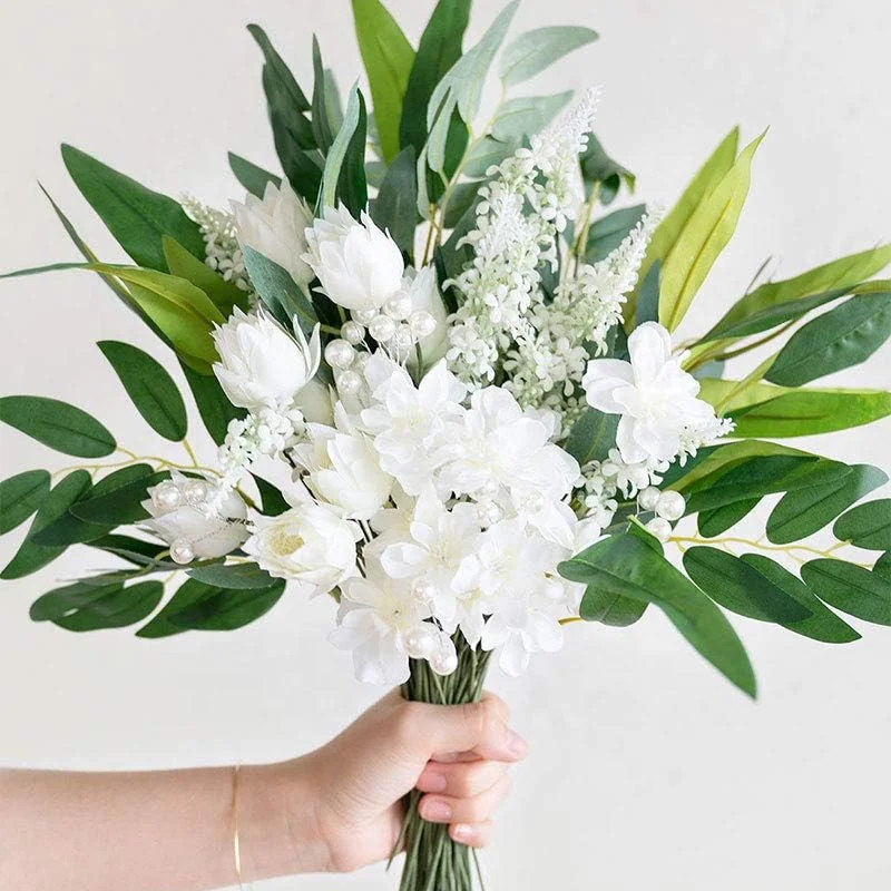 High Quality Silk And Plastic Greenery Champagne Christmas For Wedding Bouquets DIY Decor