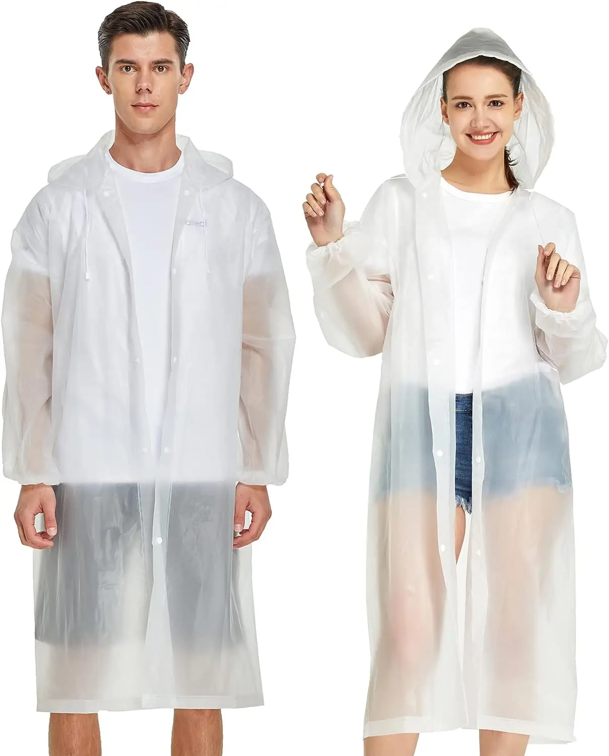 Rain Coat Reusable Rain Ponchos for Adults Men clear Lightweight rain coats for women with Hood and Drawstring
