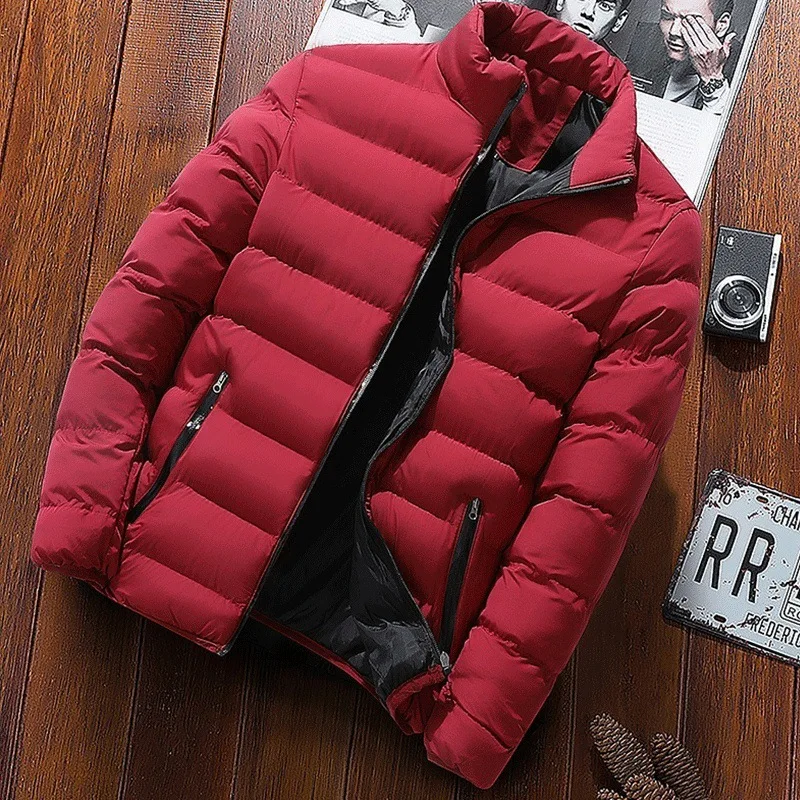 Winter Jacket Men Fashion Stand Collar Male Parka Mens Solid Thick Jackets Plus Size Coats Man