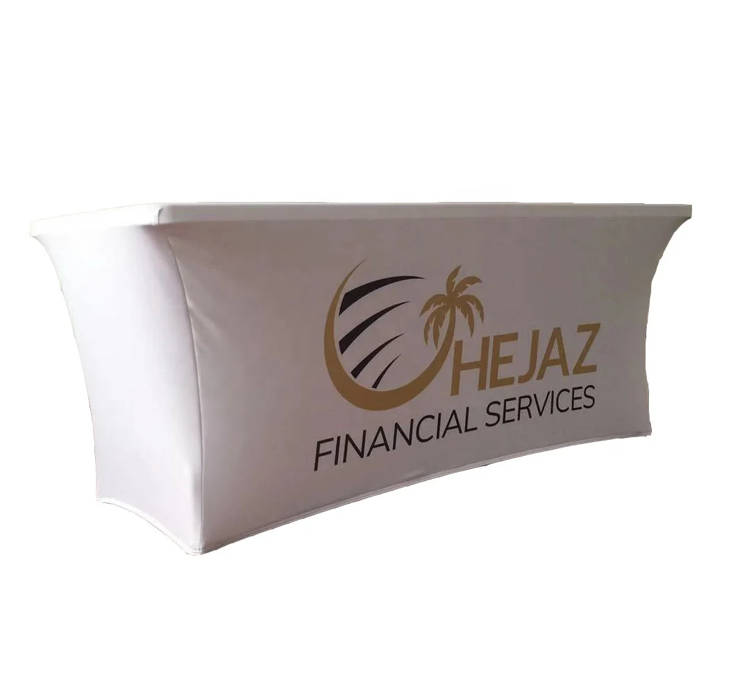 6Ft и 8Ft изготовленным на заказ логосом приталенный покрытие стола торговой выставки скатерть покрытие стола для выставки реклама для промышленных выставок