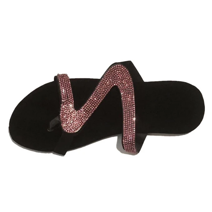 Fashion shining diamond flat slippers for women rhinestone slippers