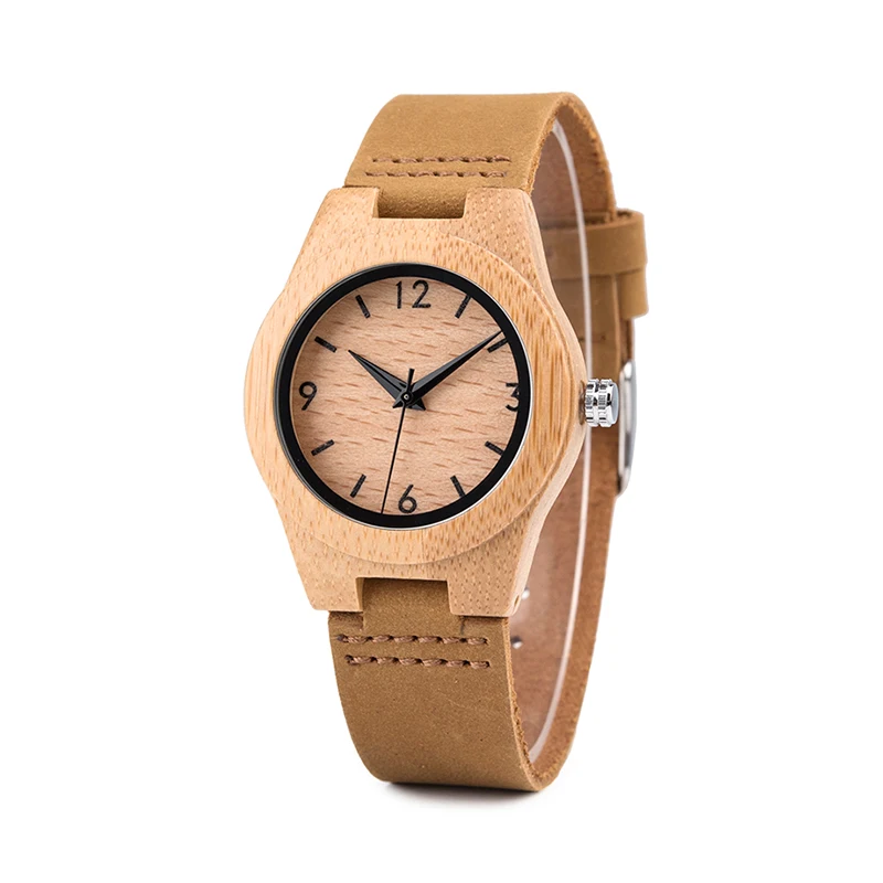  Reloj Para Hombre Best Selling Luxury Wooden Watch Leather Case Back Wood Wrist Watches For Men