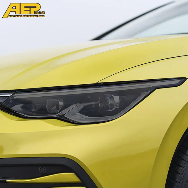 AEP Car Headlight Protective Tint Film Smoke Black Transparent TPU Sticker For Volkswagen VW Golf 8 MK8 R Line GTI 2020 2021