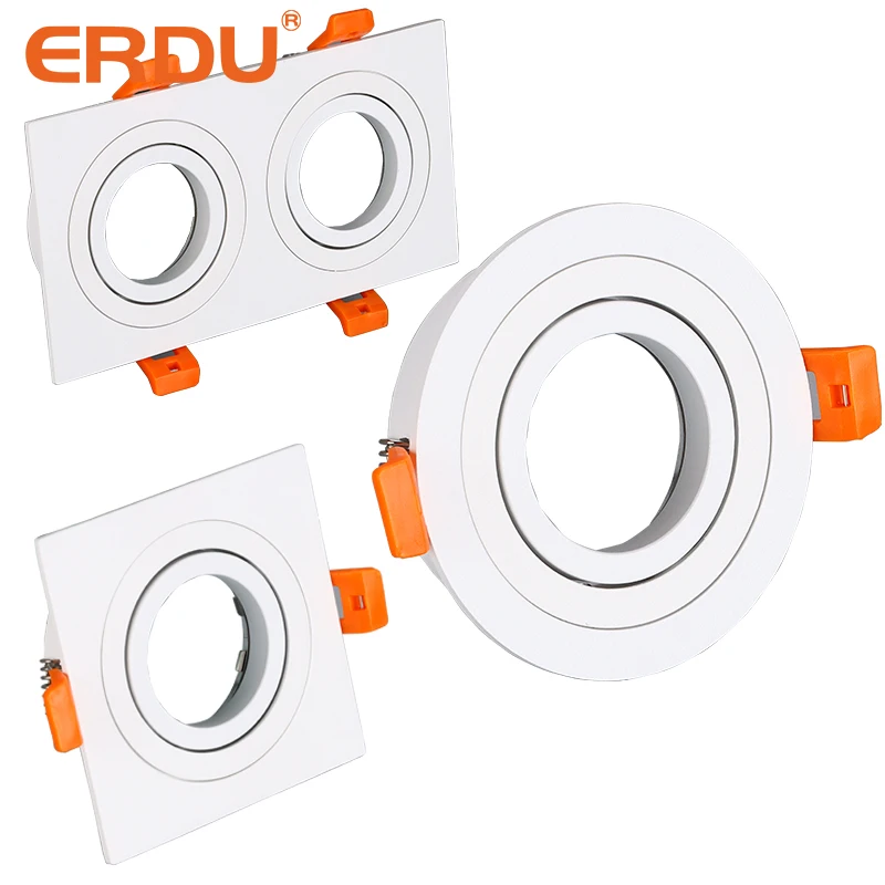 ERDU Recessed Cob Spotlight Downlight Gu10 GX53 Gu5.3 Spot Light Frame Plastic Led Module Mr16 Housing