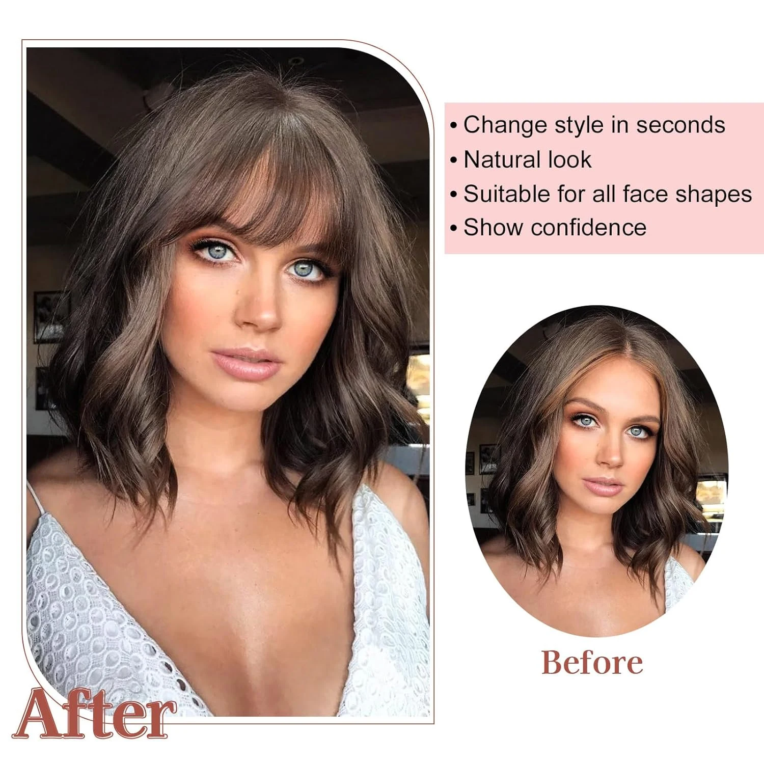 Human Hair Golden Blonde Clip in Bang Hair Extensions Wispy Bangs Clip on French Air Bangs for Women Natural Hairpieces