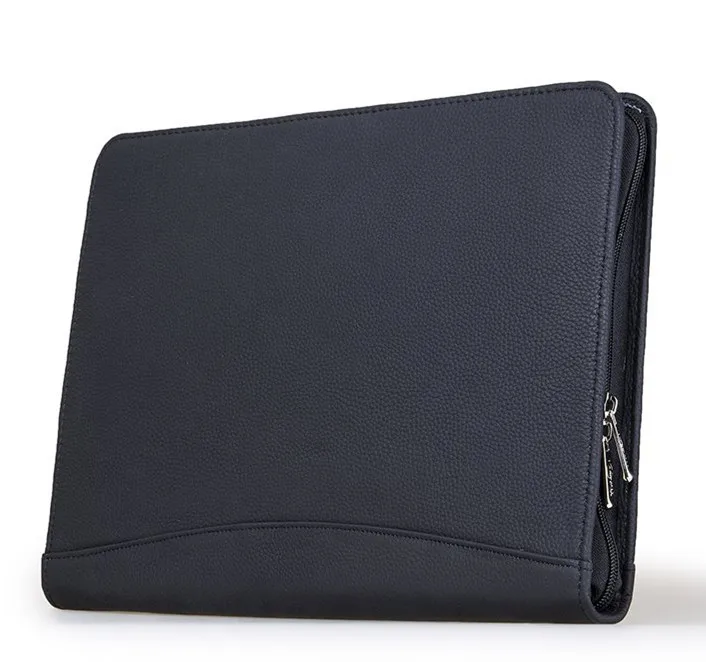 A4 Classic Leather Organizer 3-Ring Padfolio Custom Leather Portfolio Binder with Calculator