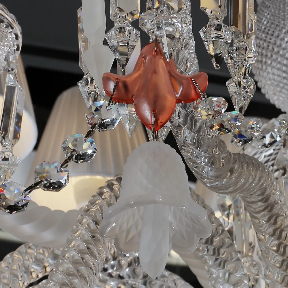 Hotel staircase decoration modern luxury chandelier chrome 24 arms glass k9 crystal pendant light