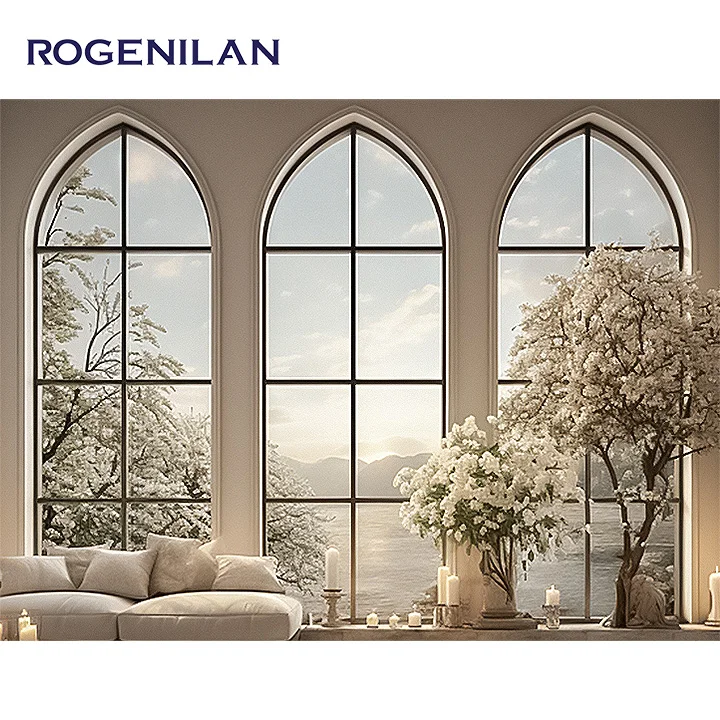 Custom aluminum Round/Rectangular/Triangular/Coastline/arch  Specialty Shape windows