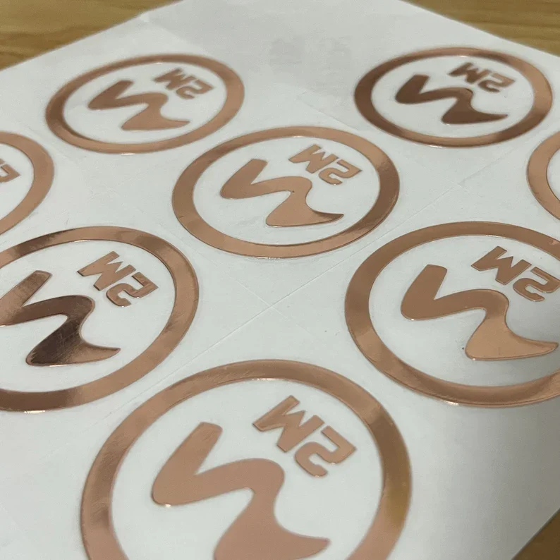 Custom 3D Vinyl GOLD Metallic Transfer Sticker for boxes, leathers, cosmetics plastic & glass bottles, and many other surfaces