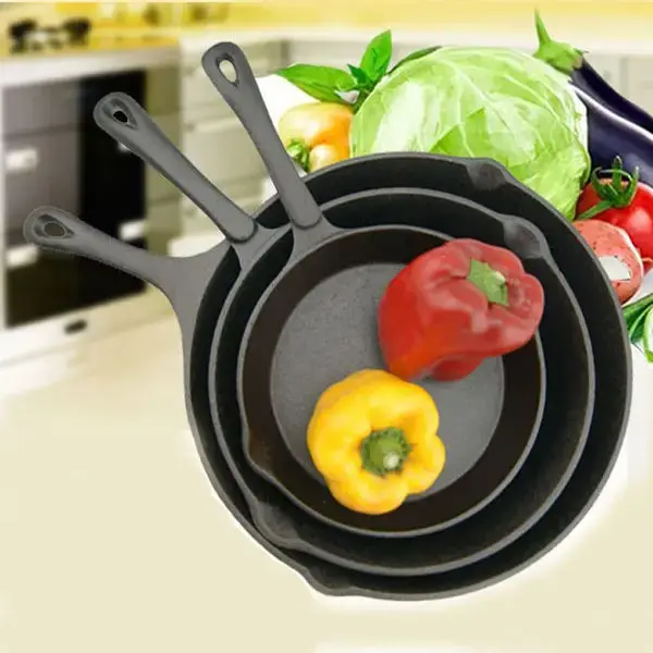 6/8/10 inch Pre-seasoned Cast Iron Skillet Frying Pan cast iron cookware set for both Indoor & Outdoor use