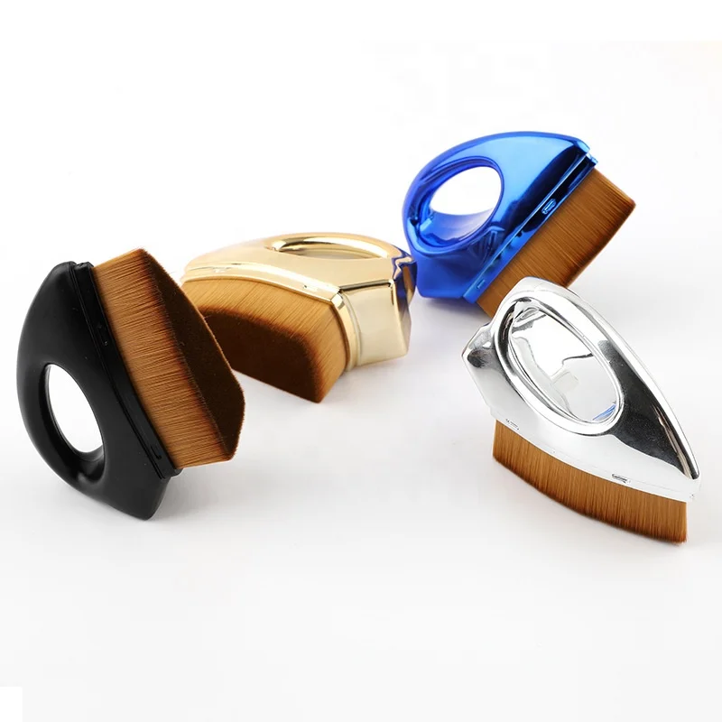 Ready to ship custom your own logo soft synthetic hair Iron shape flat kabuki foundation makeup brush