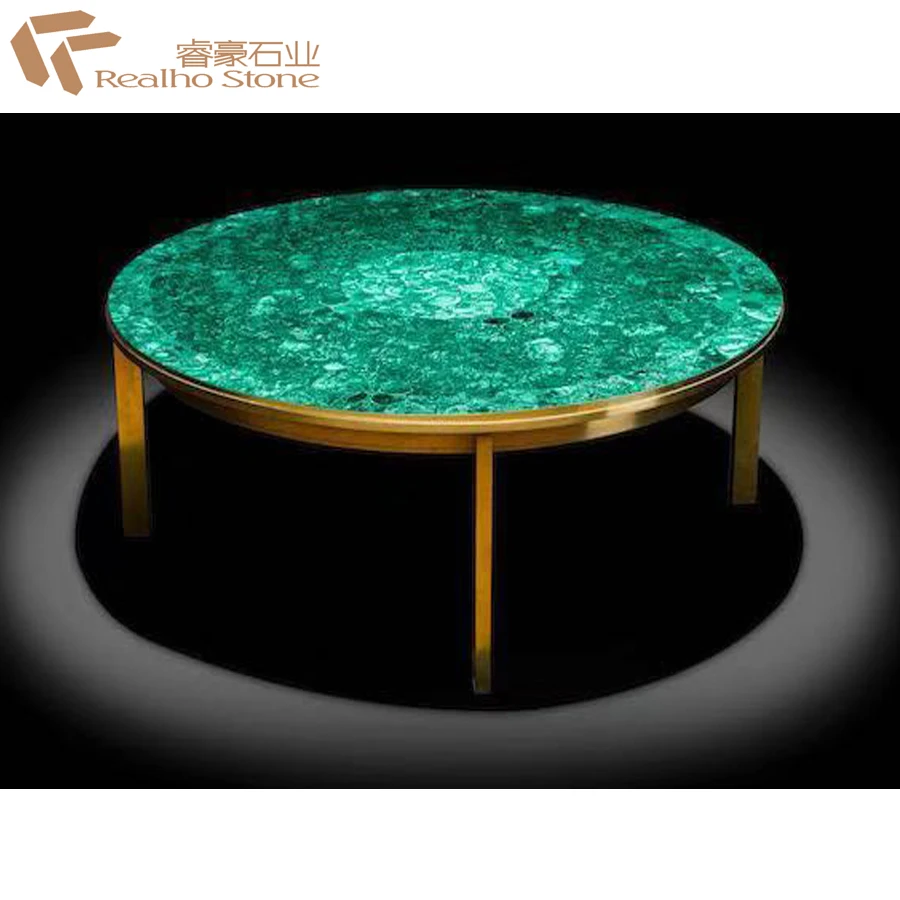 Natural Green Malachite Stone Table Top For Sale
