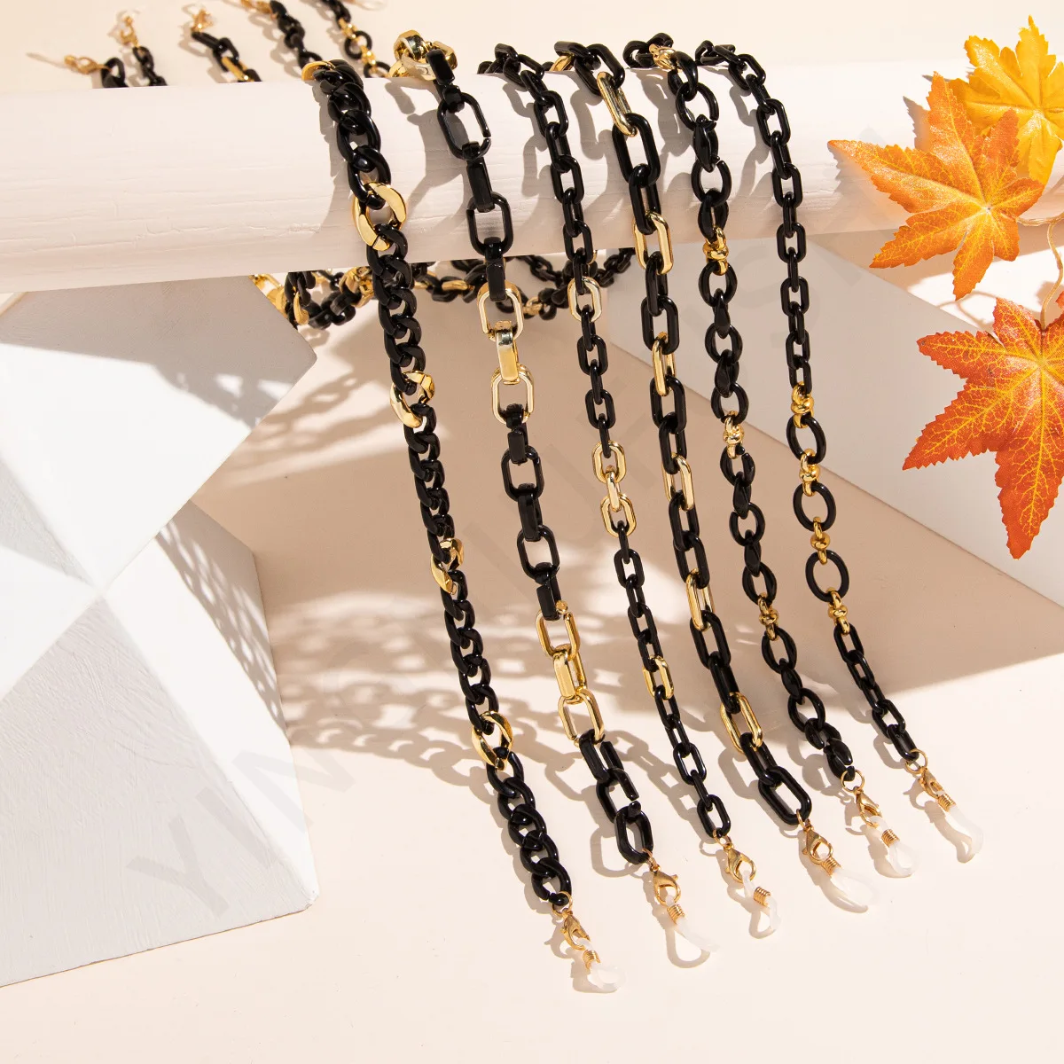 Цепочки для защиты очков от потери мужские и женские шнурок с черной акриловой пряжкой держатель