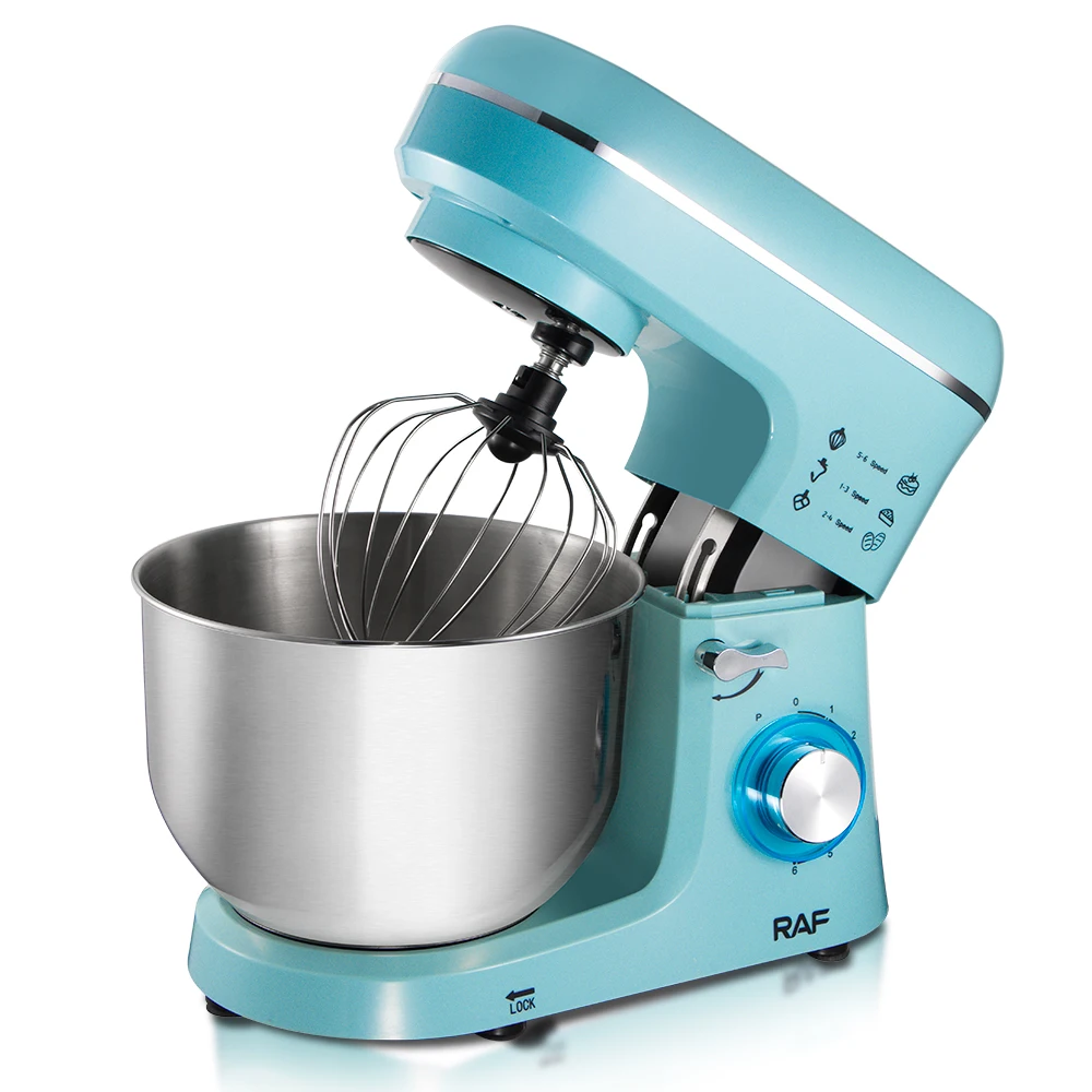 RAF Multifunctional Anti-splash Protection Standing Food Dough Mixer With Dough Hook Whisk & Beater &Stainless Steel Bowl