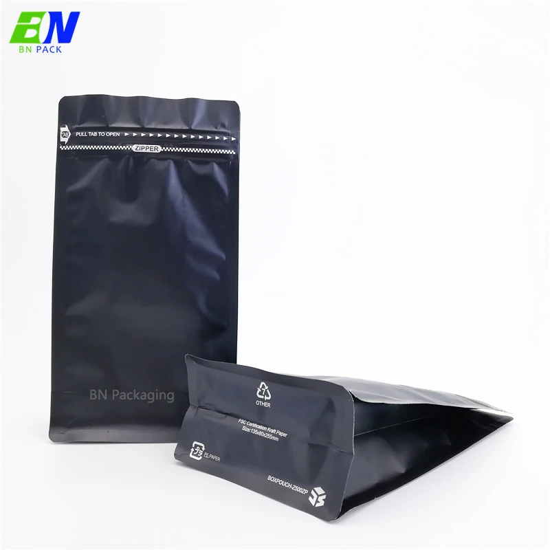 Eco friendly sachet flat pouch packaging Kraft compostable heat seal bags