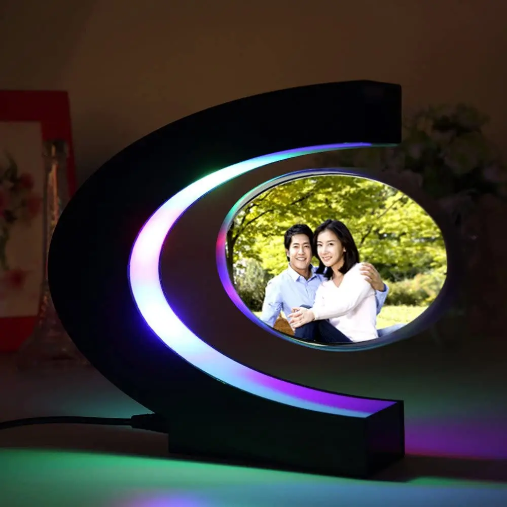 New LED Magnetic Levitation Floating Photo Frame Lamp Levitating Poster Night Light Hanging Picture Display Desk Decoration