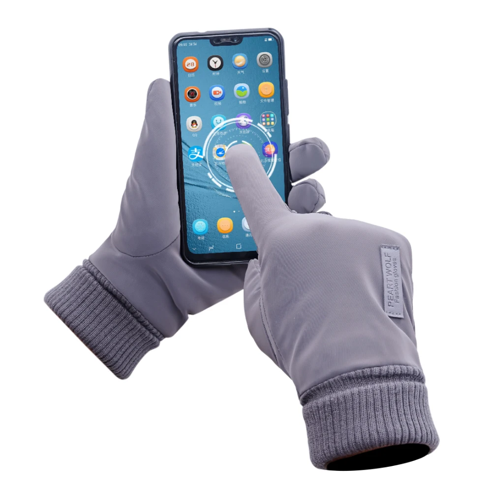 Mens winter cashmere warm Riding Electric Motorcycle Windproof cold-proof touch screen ski cotton gloves