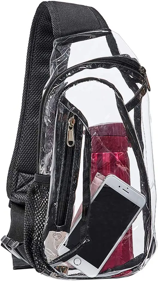 New Fashion Unisex Clear PVC waterproof Shoulder Crossbody Backpack wholesale custom Stadium Approved Mini transparent Sling Bag