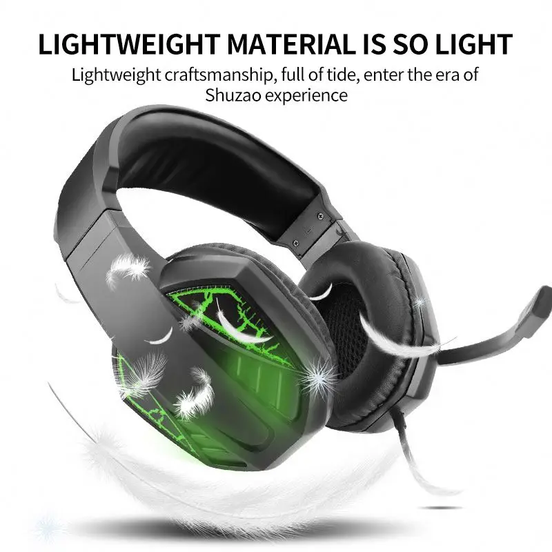 Stylish gamer headphones gaming games pc headphone gaming head set headphones with LED lights