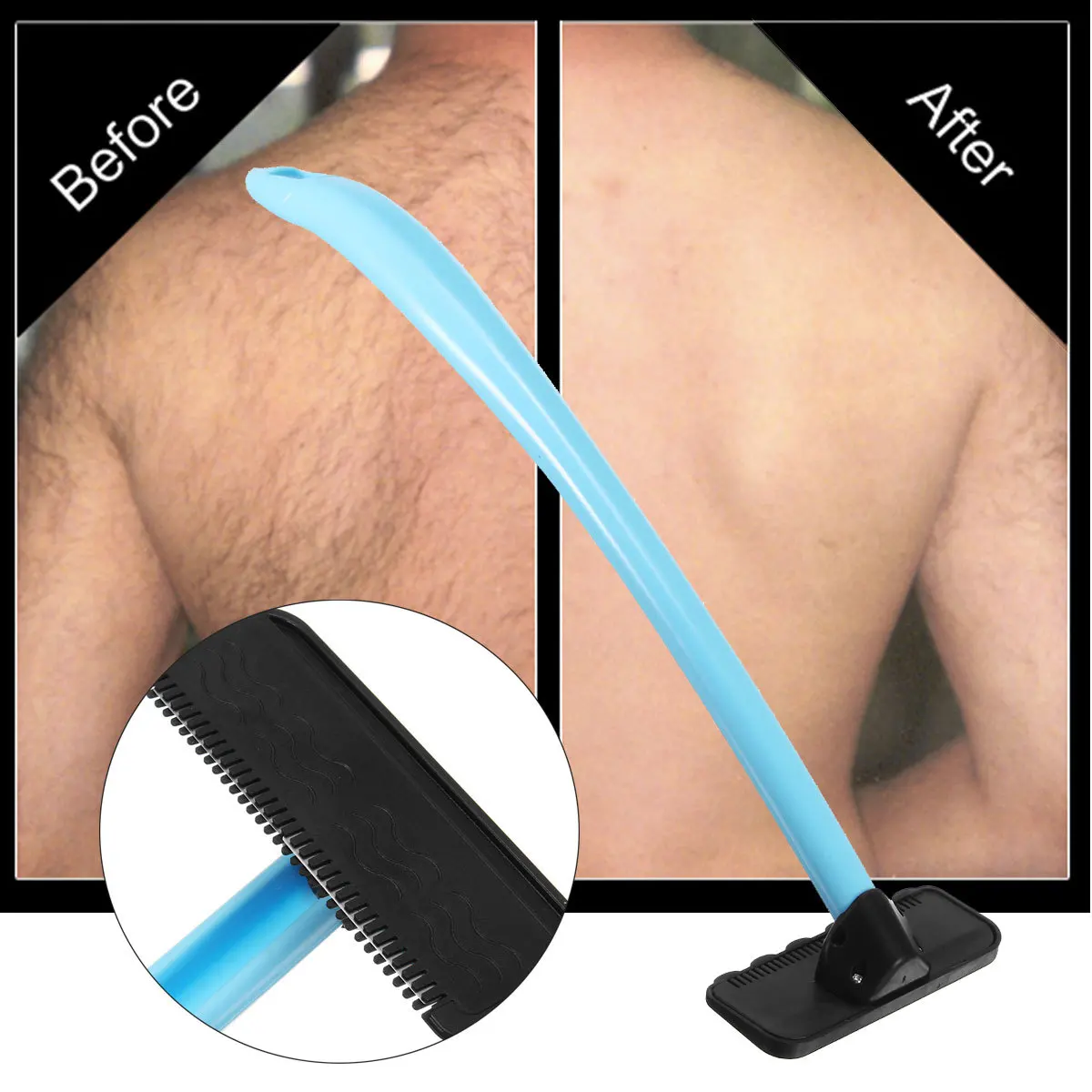 
Manual back shaver, whole body depilation and hair removal, long rod back shaver with knife 