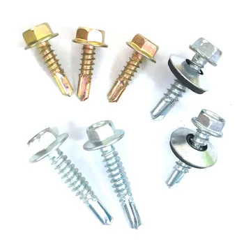 Flat Countersunk Wafer Button Pan Truss Hex Head Color Painted Roofing Self Drilling Screw with EPDM Washer