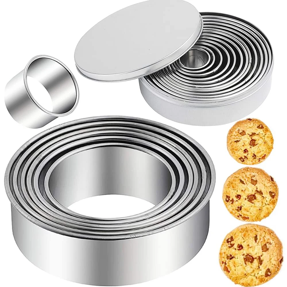 11pcs/lot Stainless Steel Cookie Cutter Set Pastry Cutters Stainless Steel Cookie Cutter Circle for Donut and Scone