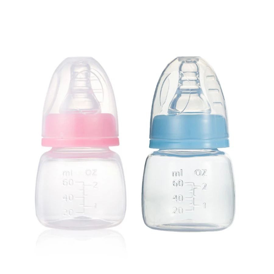 High Quality 2oz BPA Free Cute Plastic Newborn Disposable Baby Feeding Bottle With Silicone Nipple