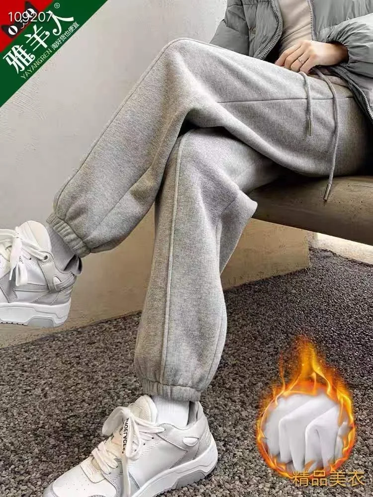 All kinds of available stock fleece thicken trousers girls sports sweatpants