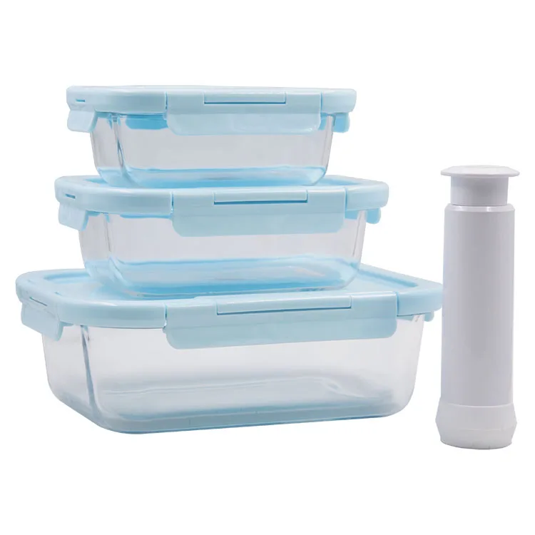 Герметичный стеклянный вакуумный контейнер для хранения пищевых продуктов с герметичными крышками