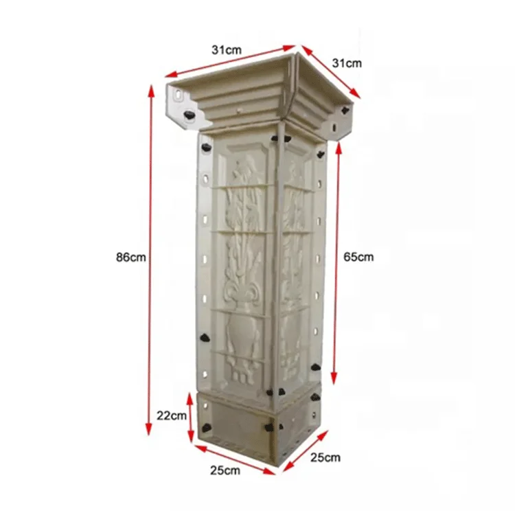 Polyurethane Foam square column decorative pillar moulding design concrete plastic roman pillar mould for sale