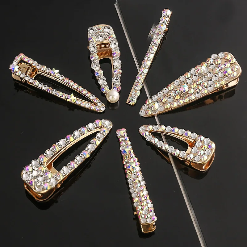 Fashionable rhinestone hair clips geometry duck bill hairpin women hair accessories