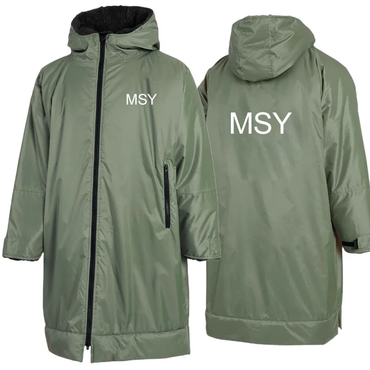 recycled waterproof changing robe fleece lined waterproof /windproof swim parka coat jackets