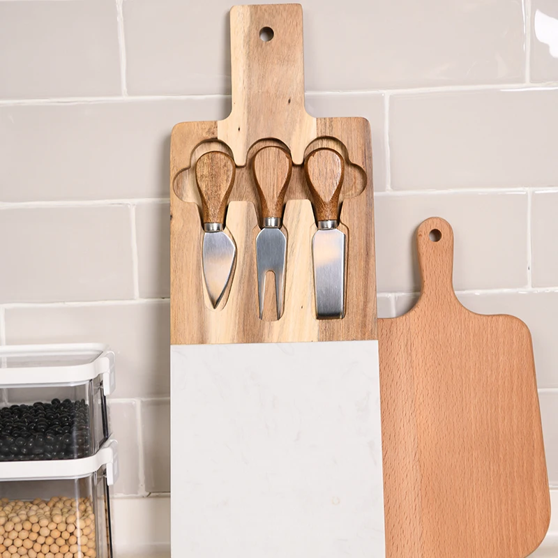 Acacia Wood Faux Marble Splicing Cutting board Butter Cheese Slicer Cheese slicing board