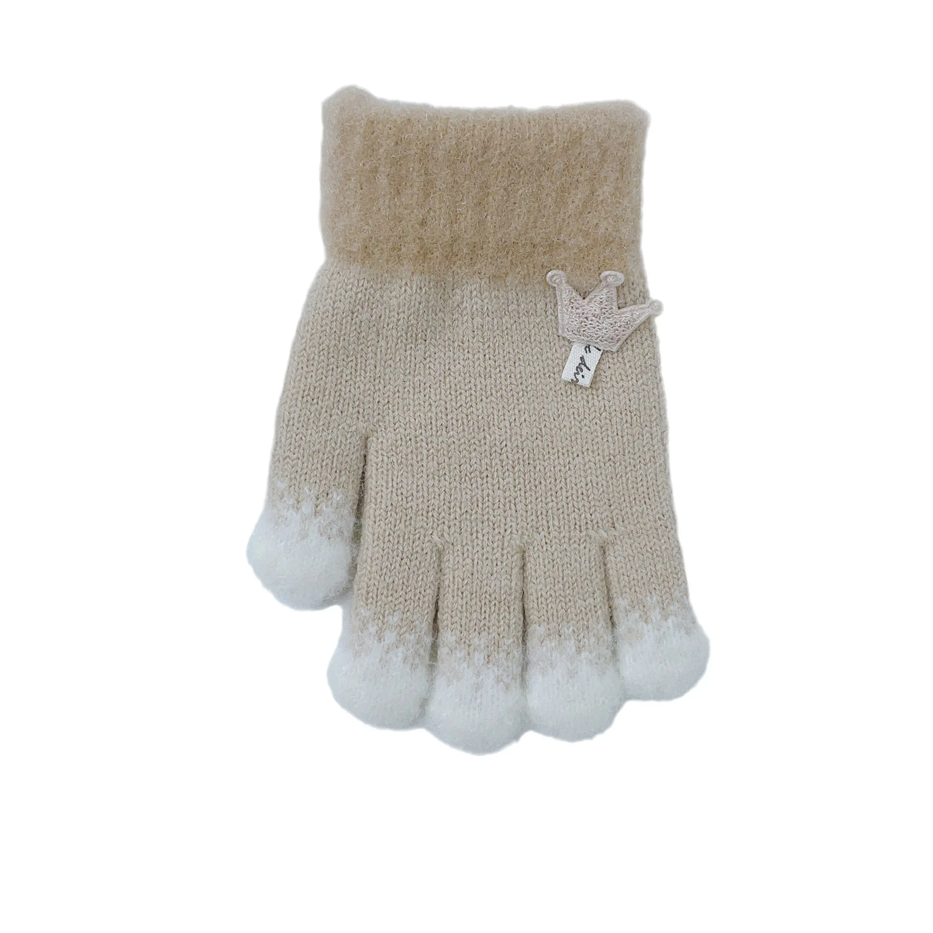 Custom Logo Winter Baby Finger Gloves Warm Thickened Child Soft Knitted Five-finger Gloves For 2-6 Years Old Boys Girls Gloves