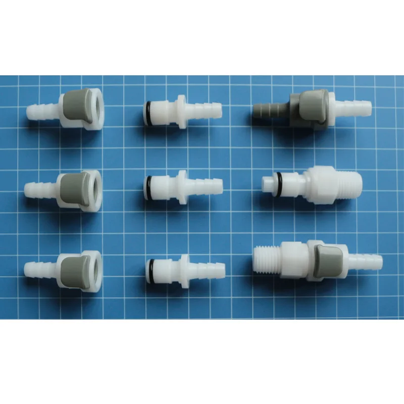 JU Big Flow 1/8 inch Hose Barb Valved In-Line Coupling Body Plastic Quick Disconnect Fluid Air Hose Tube Fitting Couplings